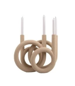PRESENT TIME Kandelaar Rings - Polyresin - Zandbruin - 38x14,5x30cm -Kaarsen Voor Thuis 01792d99b733459a8d045f9702db3b5d