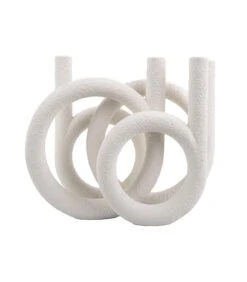 PRESENT TIME Kandelaar Rings - Polyresin - Wit - 38x14,5x30cm