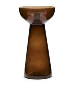 Kaarshouder Glas, Hoge Kandelaar - Amber Stone - Bruin - Maat M