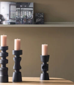 Midi Kandelaar - Mangohout - Zwart - 36x12x12 -Kaarsen Voor Thuis 632d055f257f427fb2529f3de827fb43