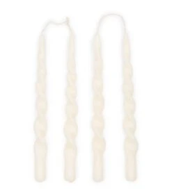 Gedraaide Dinerkaars, Kaarsenset, Swirl Kaars - Twisted Candles - Wit