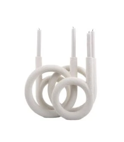 PRESENT TIME Kandelaar Rings - Polyresin - Wit - 38x14,5x30cm -Kaarsen Voor Thuis b5115bfcd99a41a2bb6ec3723b40366a