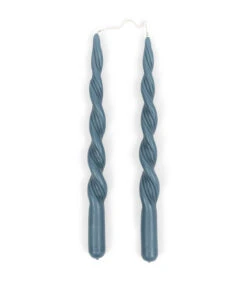 Gedraaide Kaarsen - Swirl Kaarsen - Twisted Candles - Blauw - 2 Stuks - 30 Cm