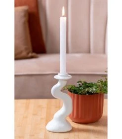 PRESENT TIME Kaarsenhouder Organic Swirl - Wit - 12x11,5x25,5cm -Kaarsen Voor Thuis e51031a0307c498f8a2496c4c0aeee17